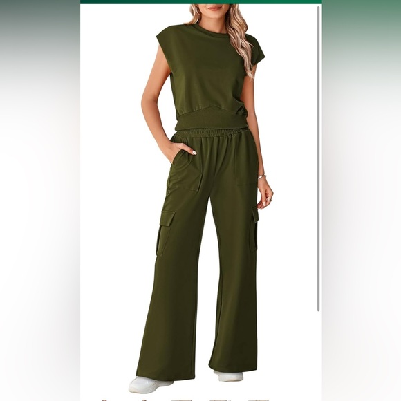 Pink Queen Womens 2 Piece Outfits Sweatsuits..size medium..(NWT) olive green - Picture 3 of 7